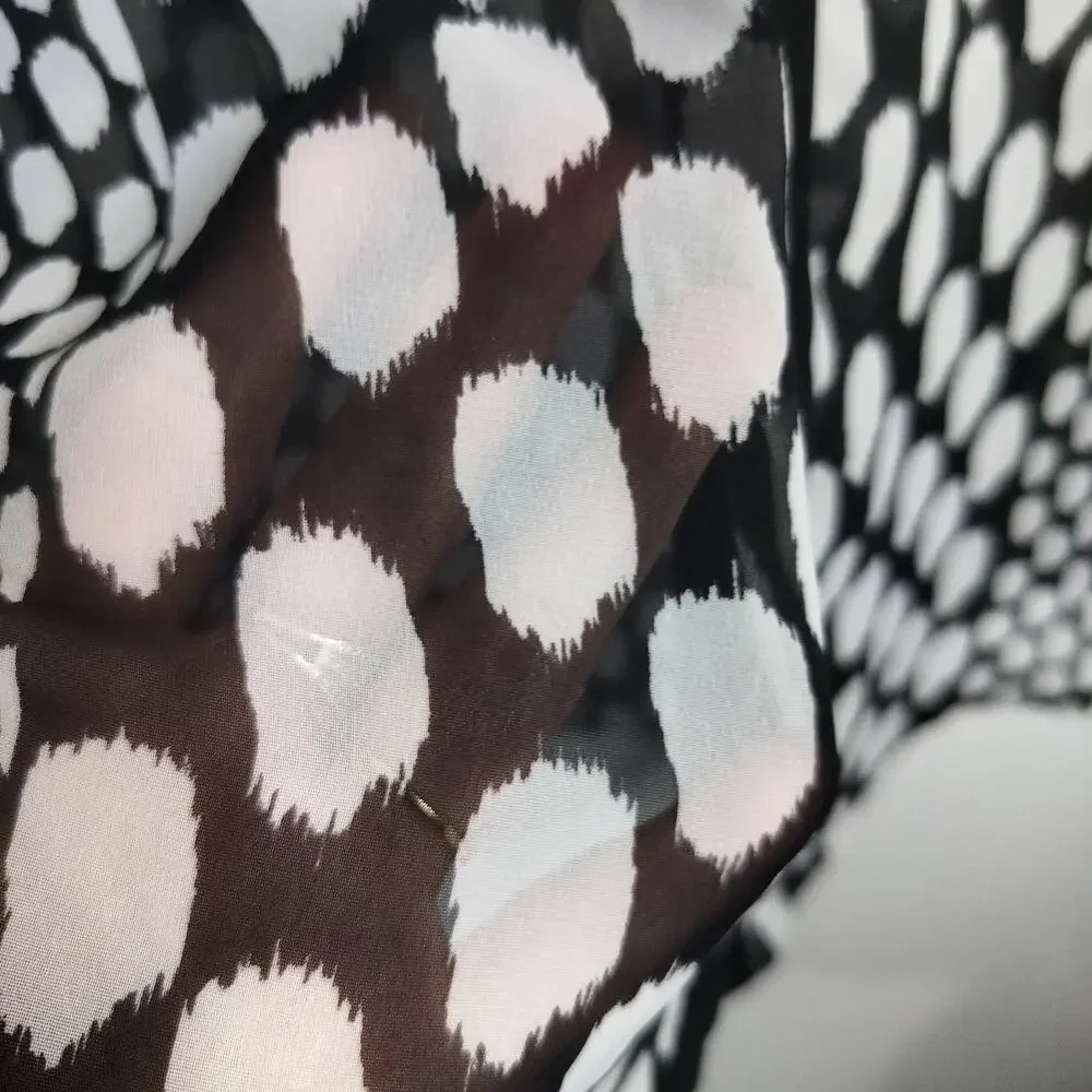 5146)Chico's Sheer Multicolor Geo print Long Sleeve V Neck  Blouse 3(US XL/16) - Picture 7 of 8
